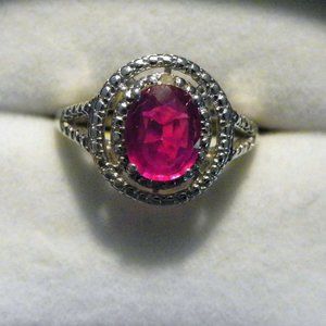 Niassa Ruby & dia halo ring (1.92 cts) sz 7